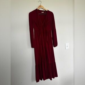 Elegant Red Long Sleeve Dress